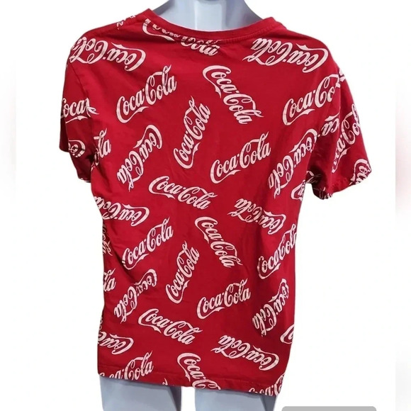 Coca Cola Large Red White All Over Print Logo T Shirt 90s Y2K Retro Graphic Tee - Picture 3 of 5